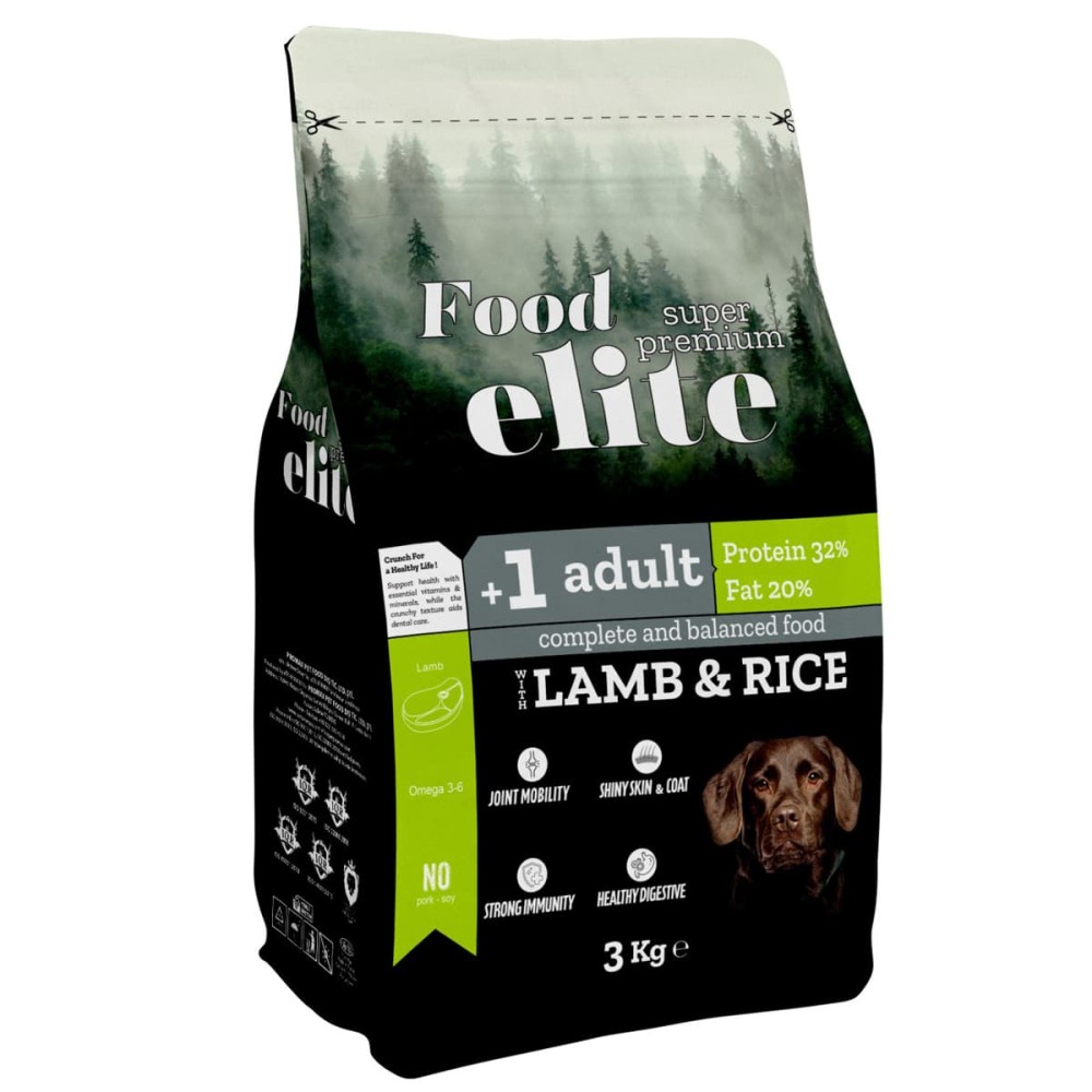 Food Elite Super Premium (32 protein 20 fat) 3kg Ξηρά Τροφή Ενήλικους Σκύλους με Αρνί & Ρύζι