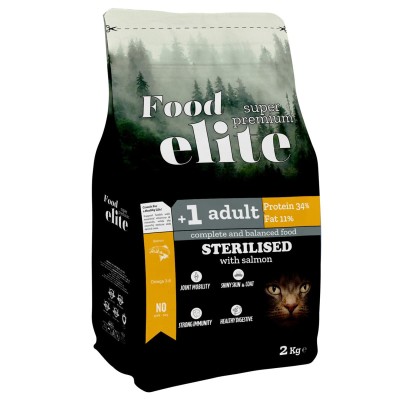 Food Elite Super Premium (34 protein 11 fat) 2kg Ξηρά Τροφή για Στειρωμένες Γάτες με Σολομό